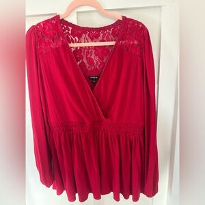 Torrid Red Lace Accent Blouse – NWOT | Size 1XL